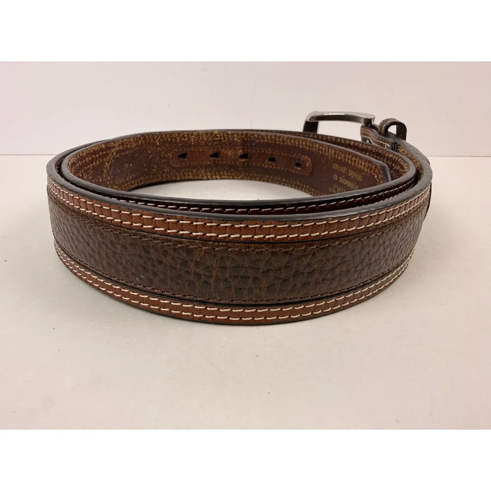 Ariat Mens Leather Diesel Brown Rowdy Belt Silver Buckle Size 42